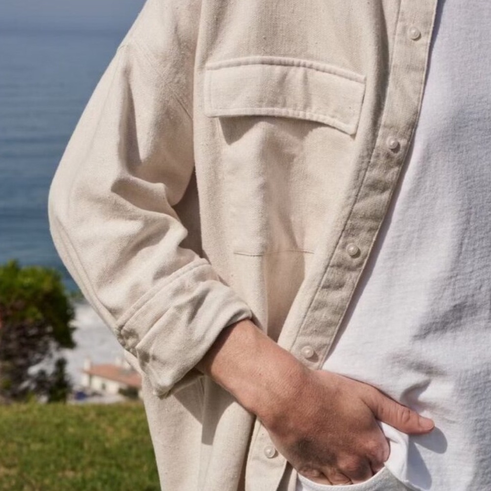 Frank & Eileen McLoghlin Natural Italian Brushed Canvas Shirt Jacket M/L - Picture 4 of 9